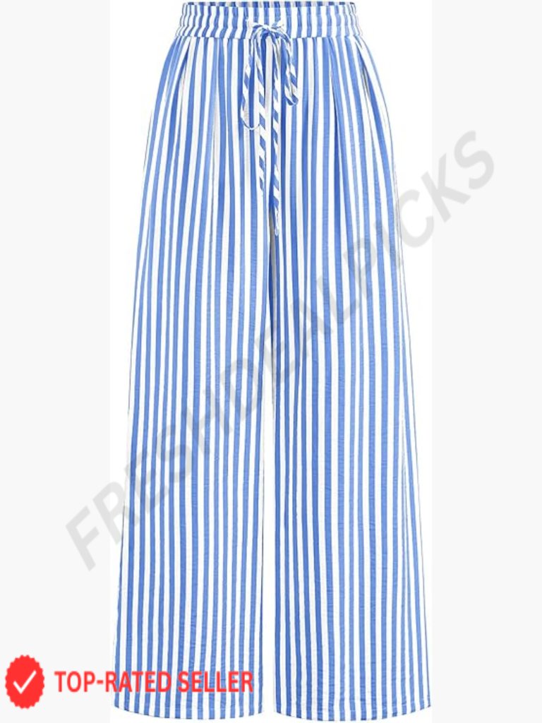 Floral Wide Leg Palazzo Pants Elastic Waist Lightweight Lounge Boho Chic
